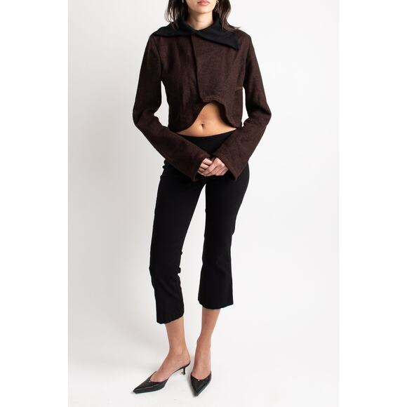 Brown Wool Cropped Cardigan - Picture 2 of 6